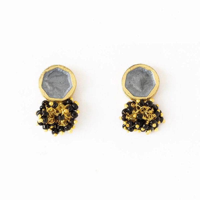 Kimberly Enamel Earrings Silver Grey