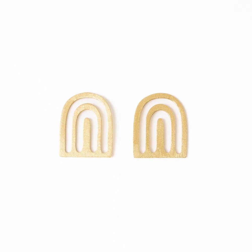 Willow Arches Drop Earrings Brass