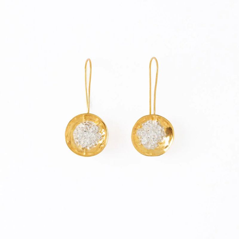 Bobbi Hammered Disc With Clusters Earrings
