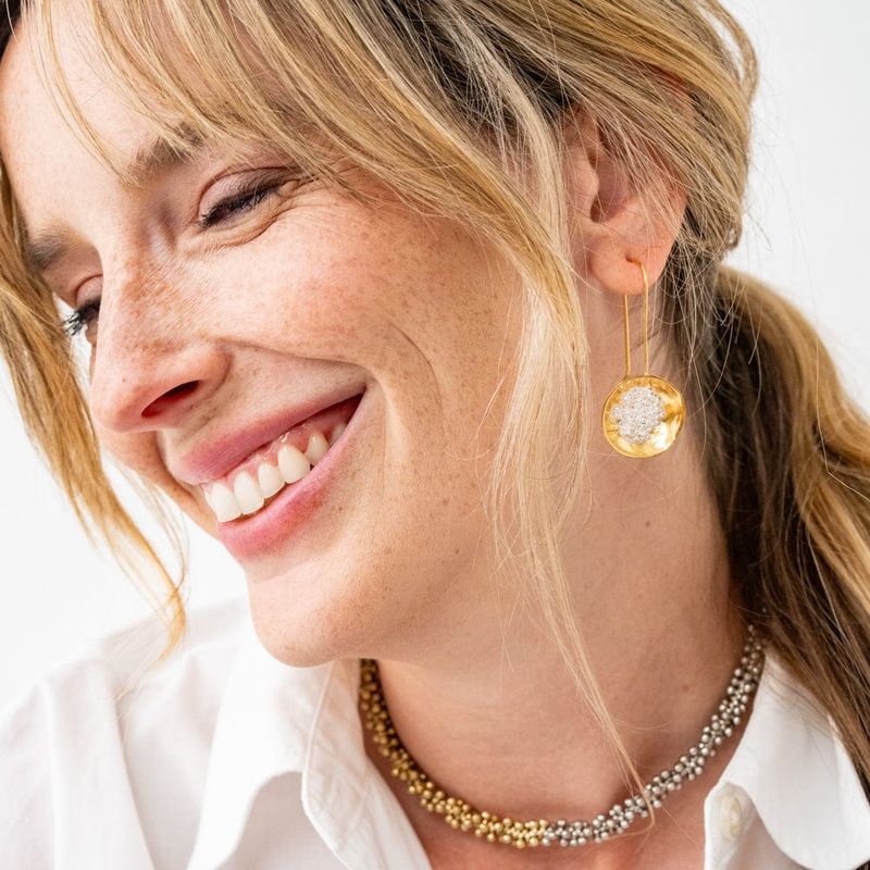 Bobbi Hammered Disc With Clusters Earrings