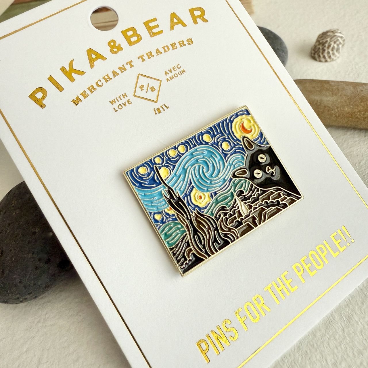 Enamel Pin &quot;Remy&quot; Cat and Starry Night