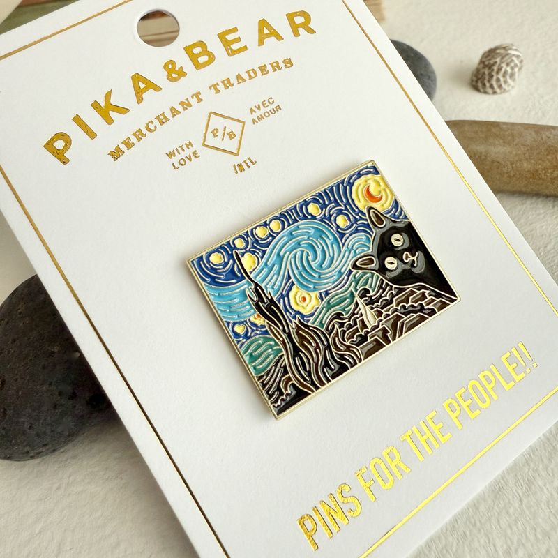 Enamel Pin &quot;Remy&quot; Cat and Starry Night