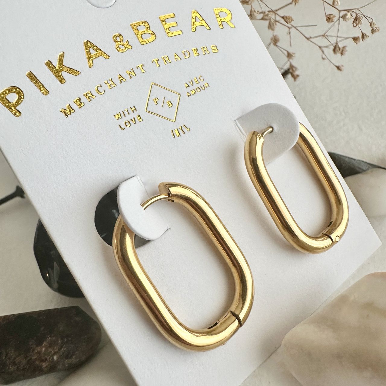 &quot;Lucille&quot; Oblong Hinge Hoop Earrings