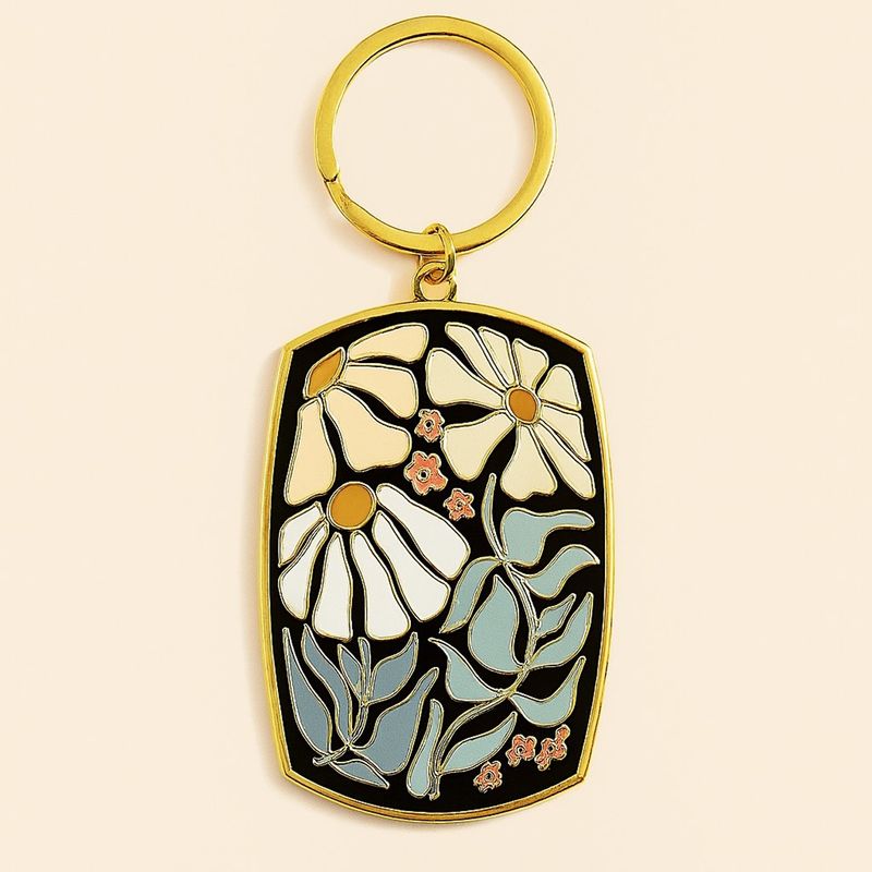 Enamel Keychain &quot;Astrid &quot;Floral