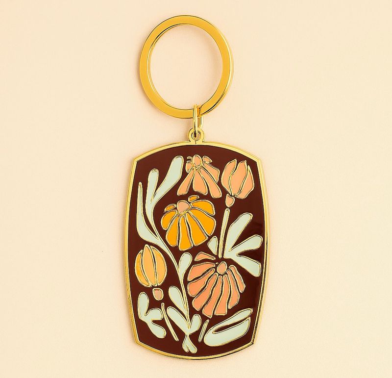Enamel Keychain &quot;Thaila &quot;Floral