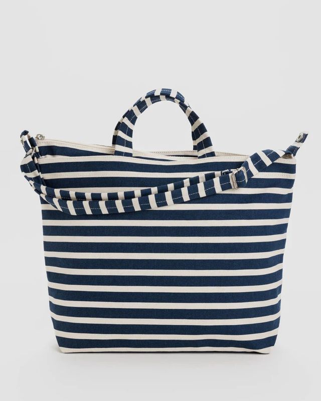 Horizontal Zip Duck Bag Navy Stripe