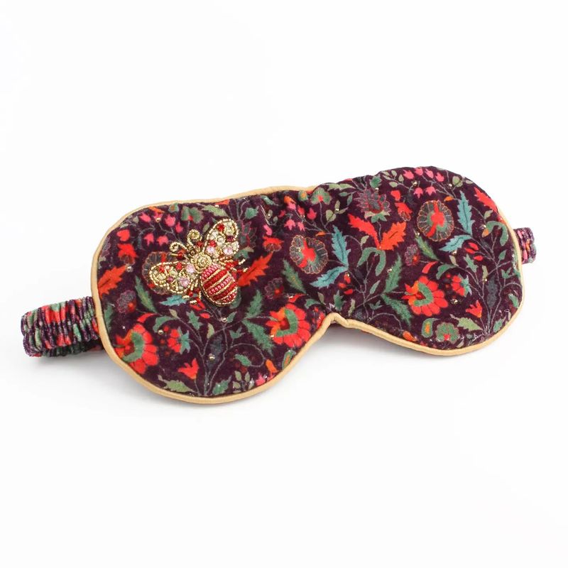 Pink and Gold Bee Velvet Sleep Mask