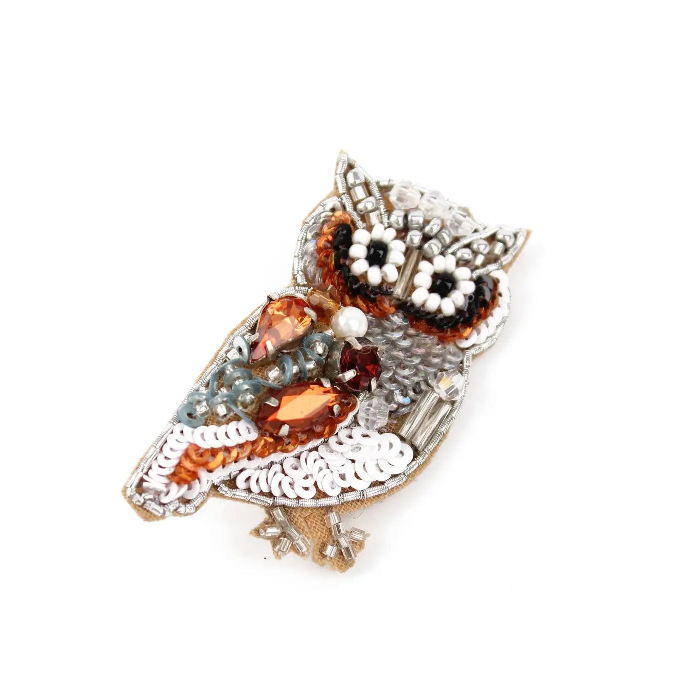 Beaded Owl Brooch