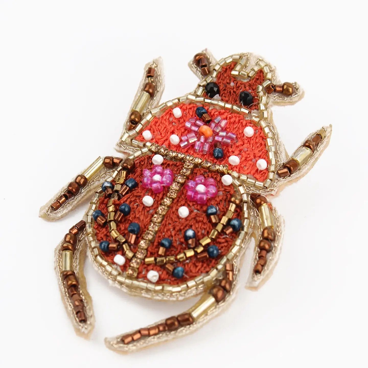 Beaded Autumn Beetle Brooch