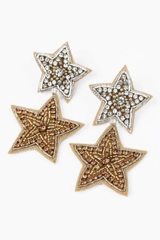Silver &amp; Gold Beaded Star Drops