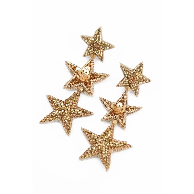 Triple Gold Beaded Star Earrings