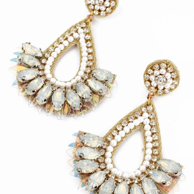 Beaded Pearl White Teardrops