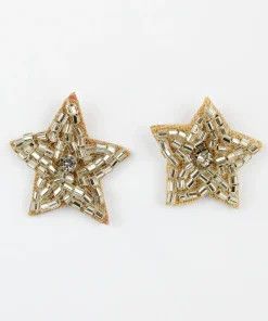 Beaded Silver Star Stud