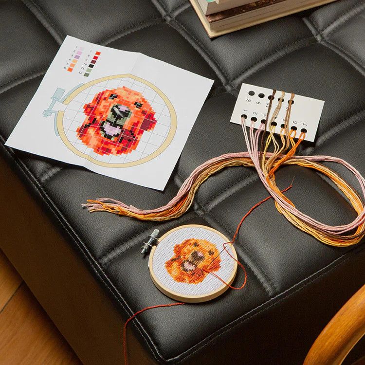 Mini Cross Stitch Embroidery Kit Dog