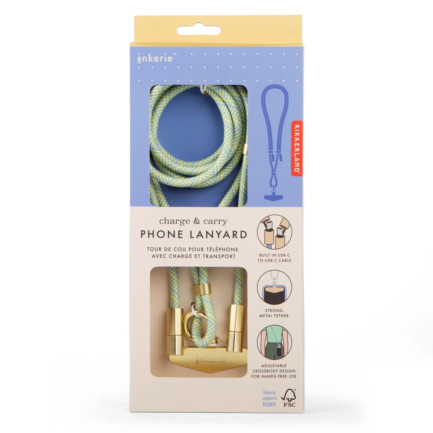 Inkerie Charge &amp; Carry Phone Lanyard Blue