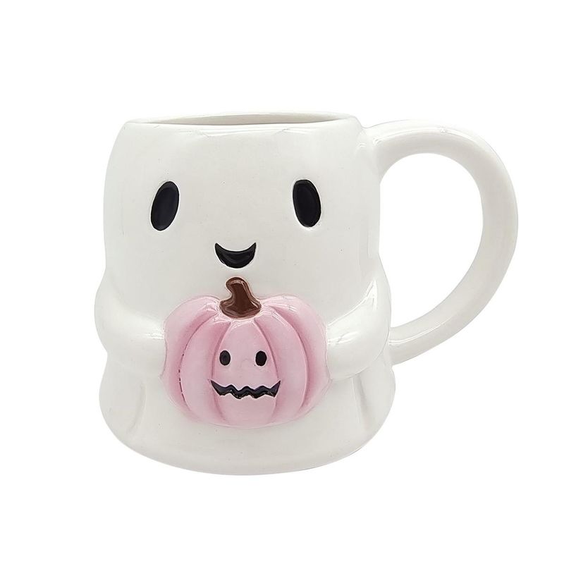 Ceramic Ghost Mug with Pumpkin
