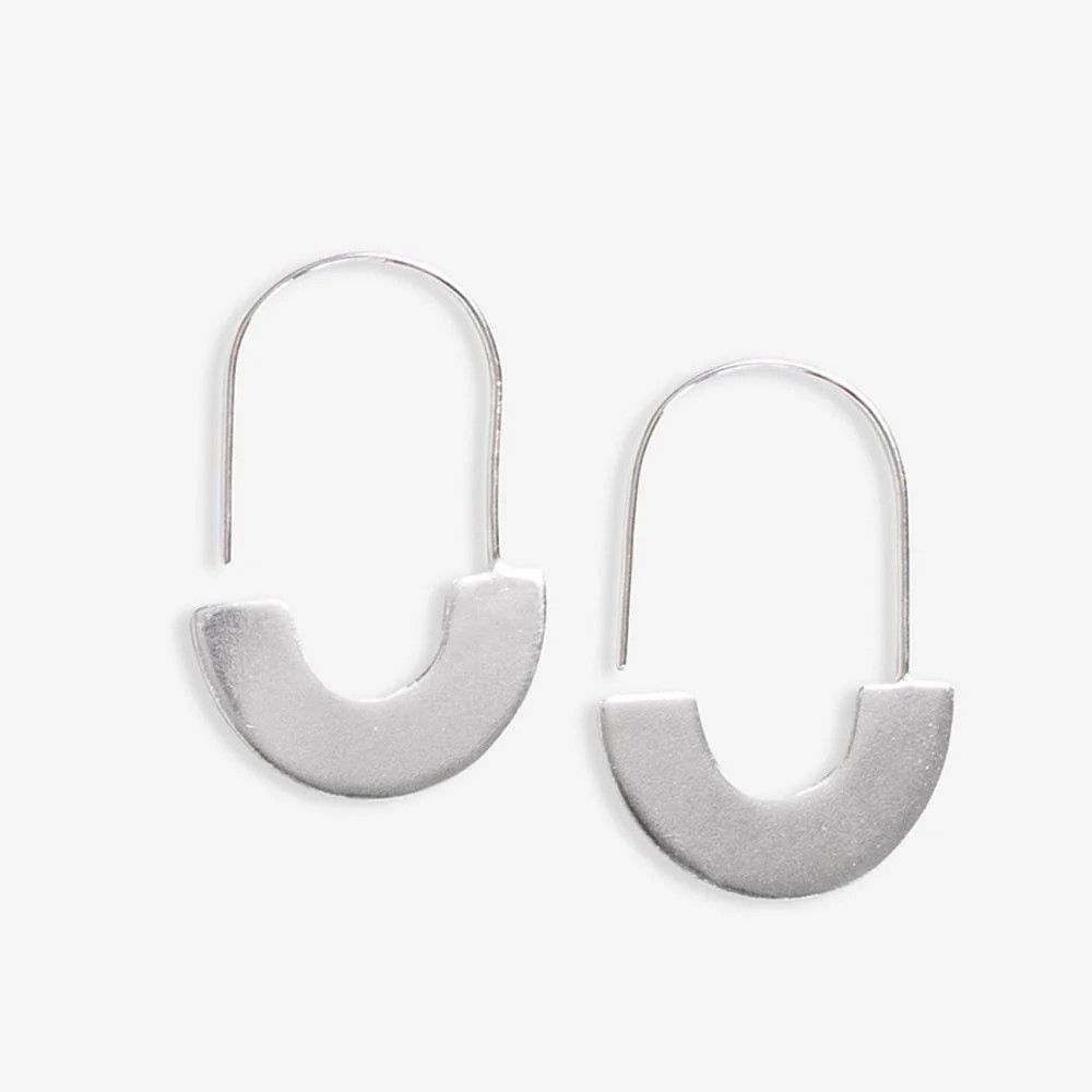 Maggie Half Circles Hoop Earrings Silver