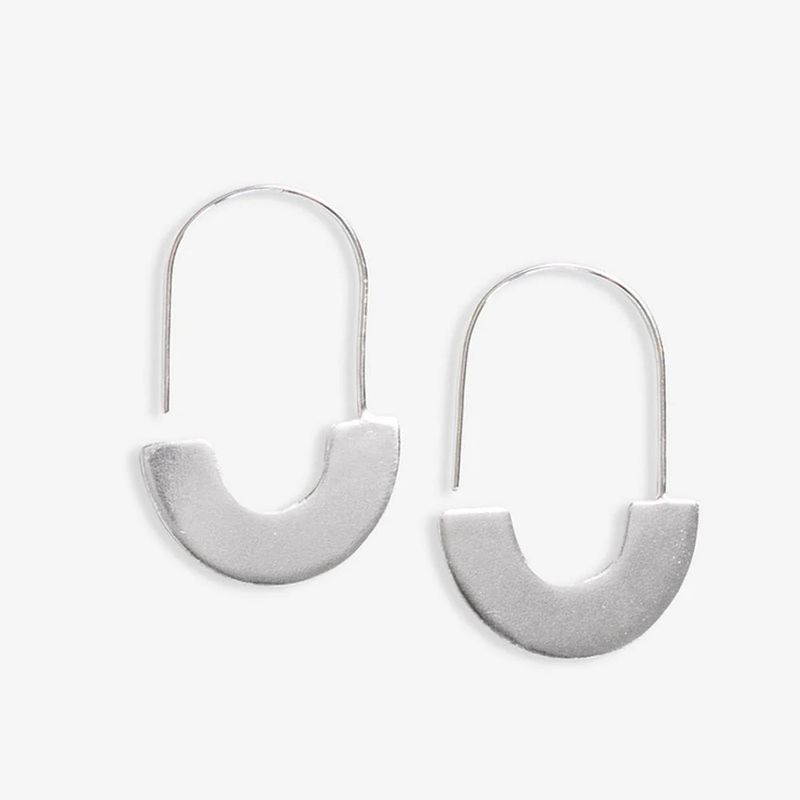 Maggie Half Circles Hoop Earrings Silver