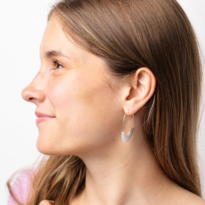 Maggie Half Circles Hoop Earrings Silver
