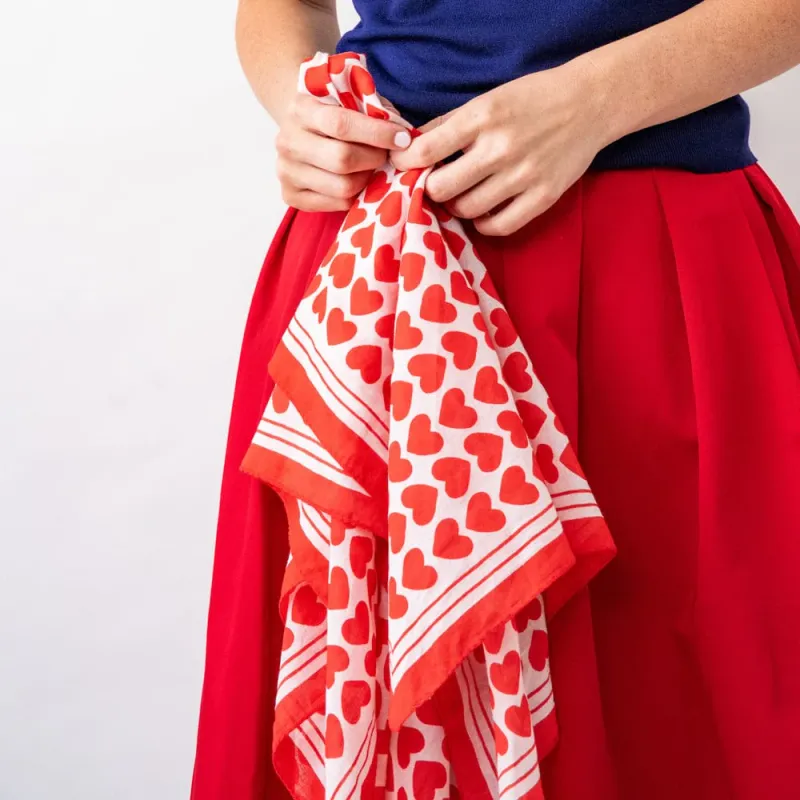 Olivia Square Scarf Heart Print