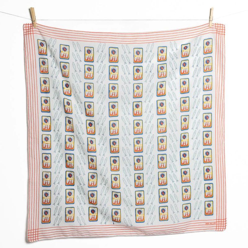 Olivia Square Scarf Sardine Print