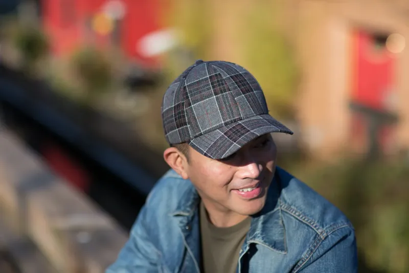 Classic Cap Wool Blend Charcoal Windowpane