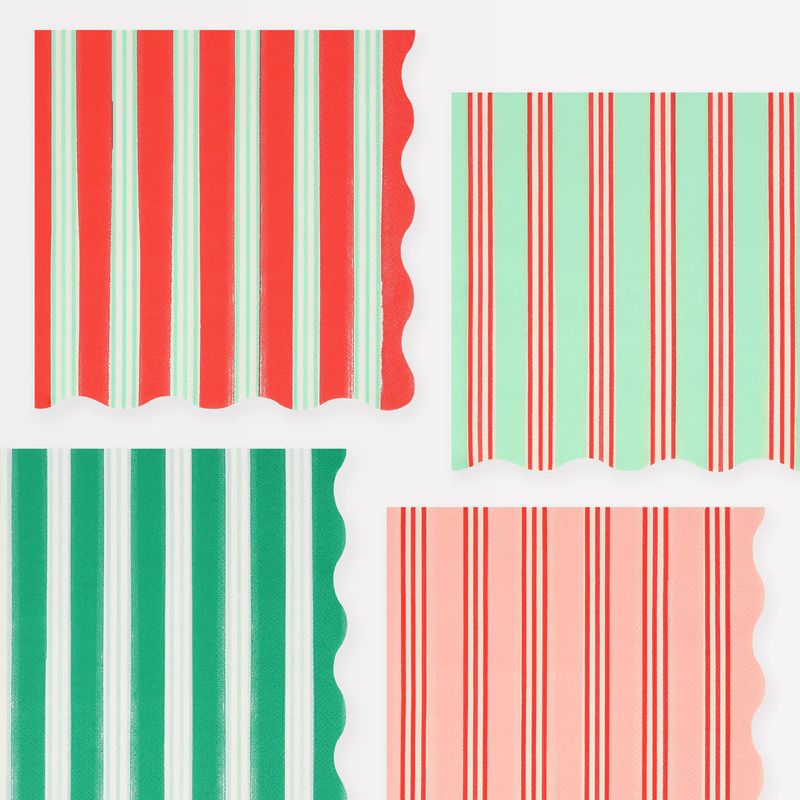 Festive Stripe Large Napkins Set of 16