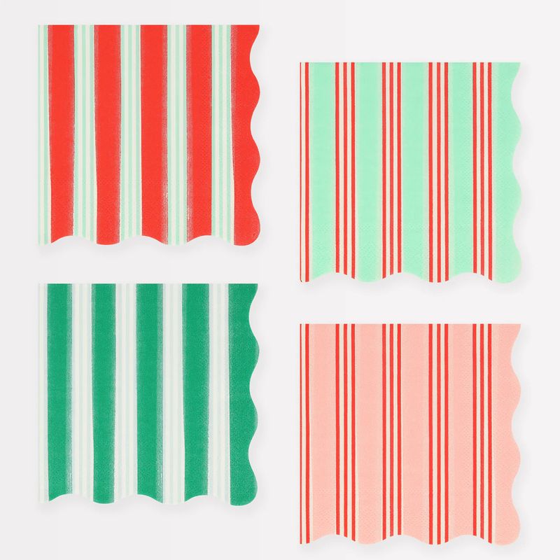 Festive Stripe Small Napkins Set of 16