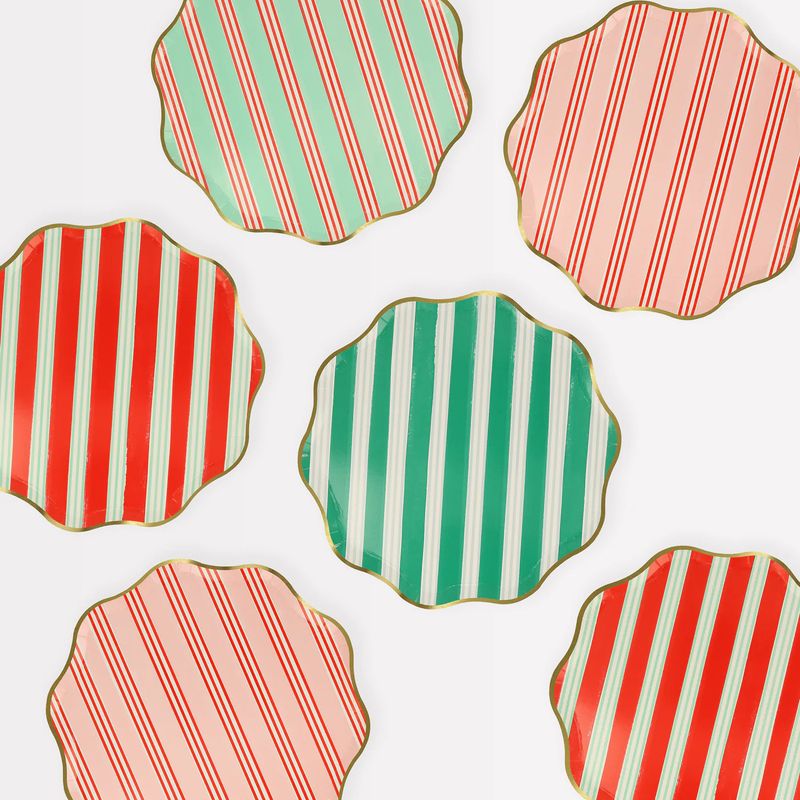 Festive Stripe Side Plates Set of 8