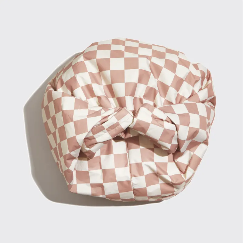 Satin Shower Cap Terracotta Checker