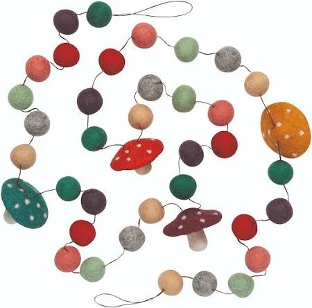 Felt Garland Mushroom Gems