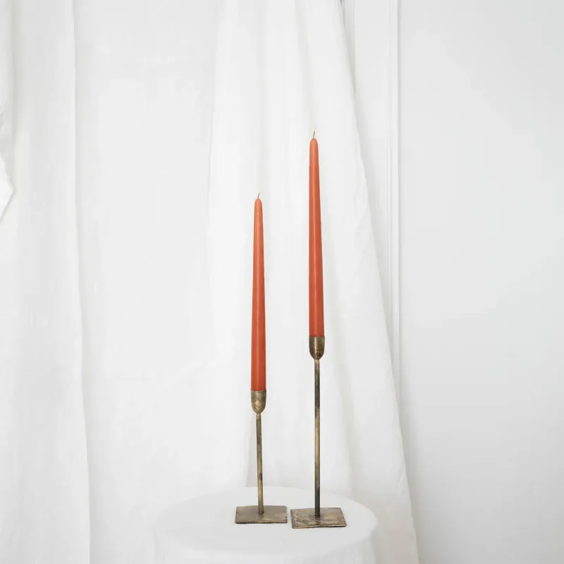 Taper Candles Pair Terracotta 12"