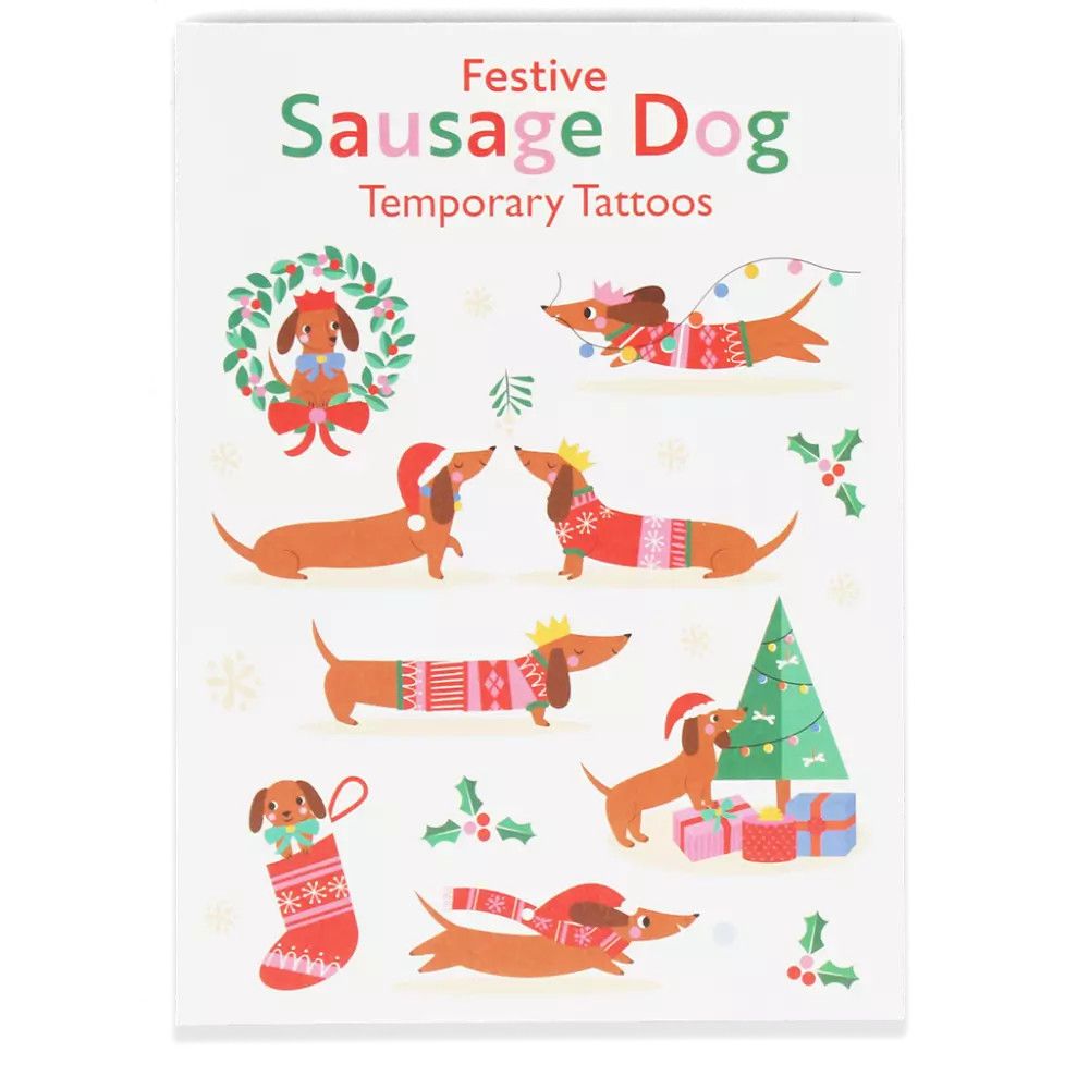 Temporary Tattoos Festive Sausage Dog