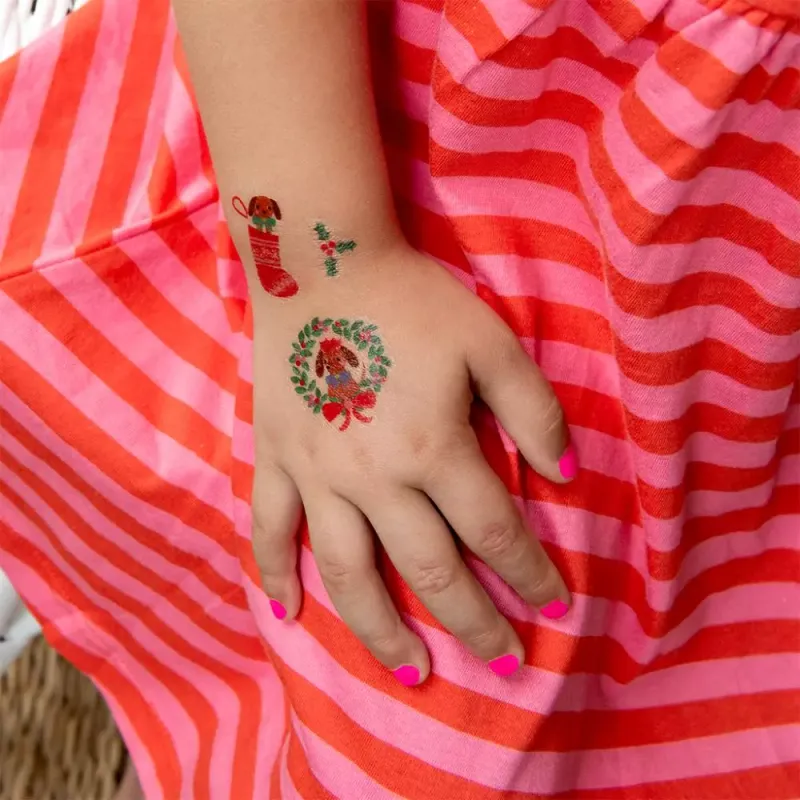 Temporary Tattoos Festive Sausage Dog