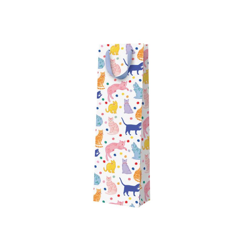 Colourful Cats Bottle Gift Bag