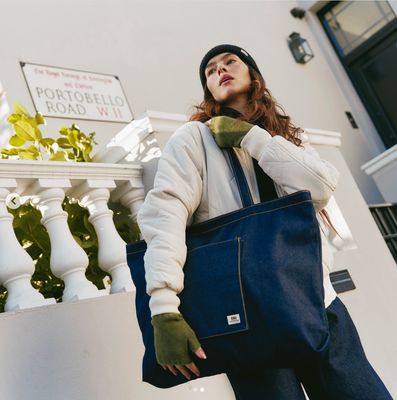 Portobello Dark Wash Denim Cotton Tote Bag