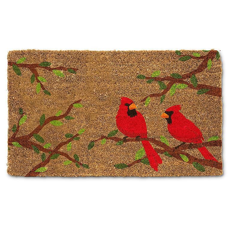 Doormat Rubber Bottom Cardinal Pair in Branch 18&quot; x 30&quot;