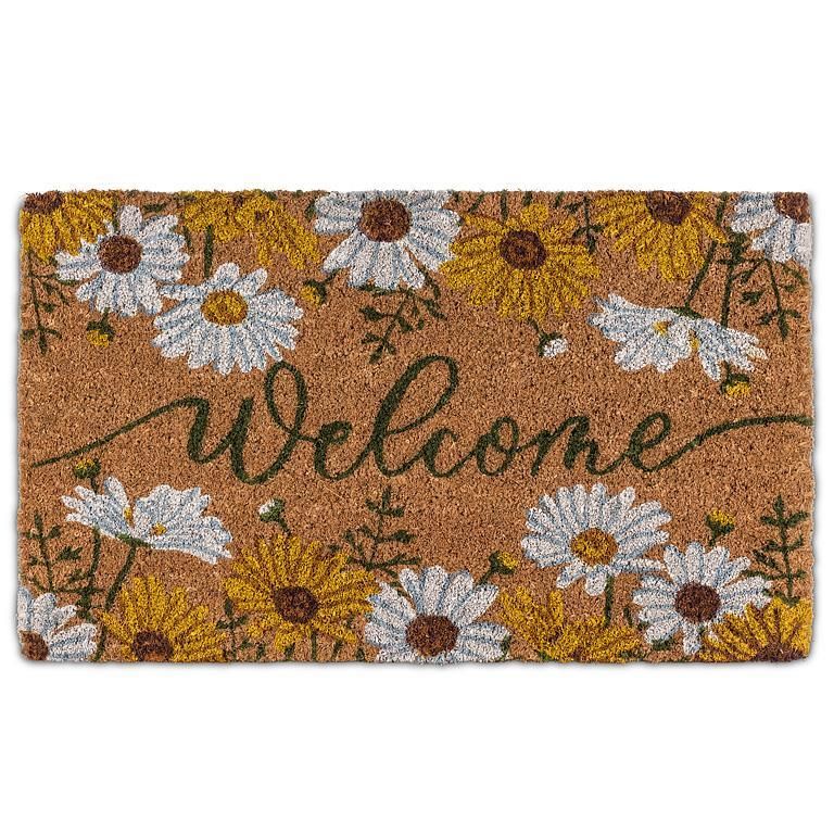 Doormat Welcome with Daisies 18&quot; x 30&quot;