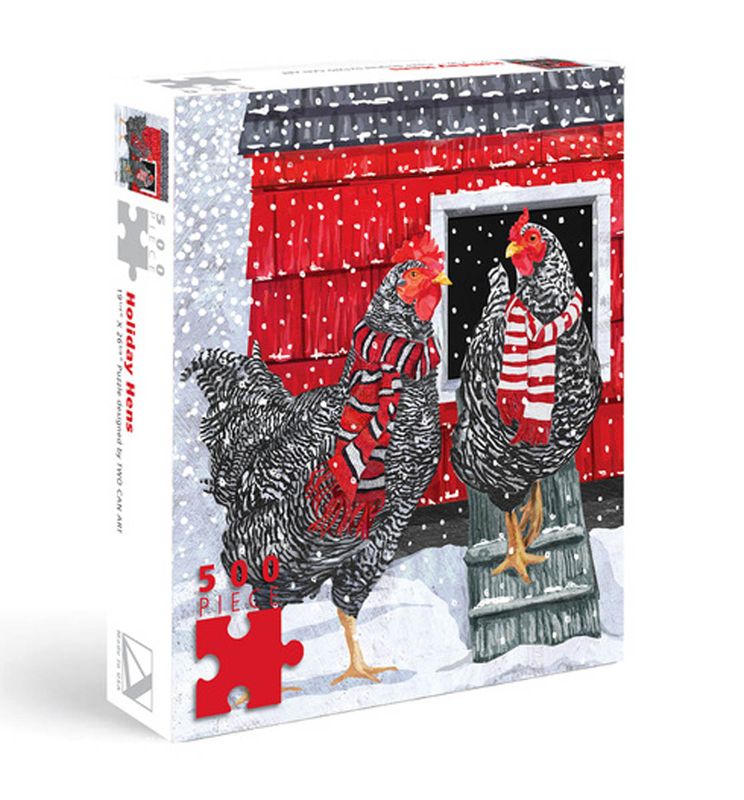 500 Piece Puzzle Holiday Hens