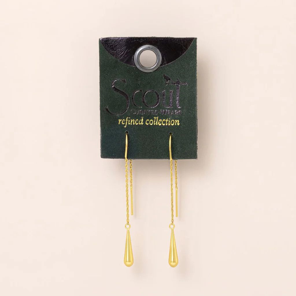 Refined Earring Collection Teardrop Threader Gold