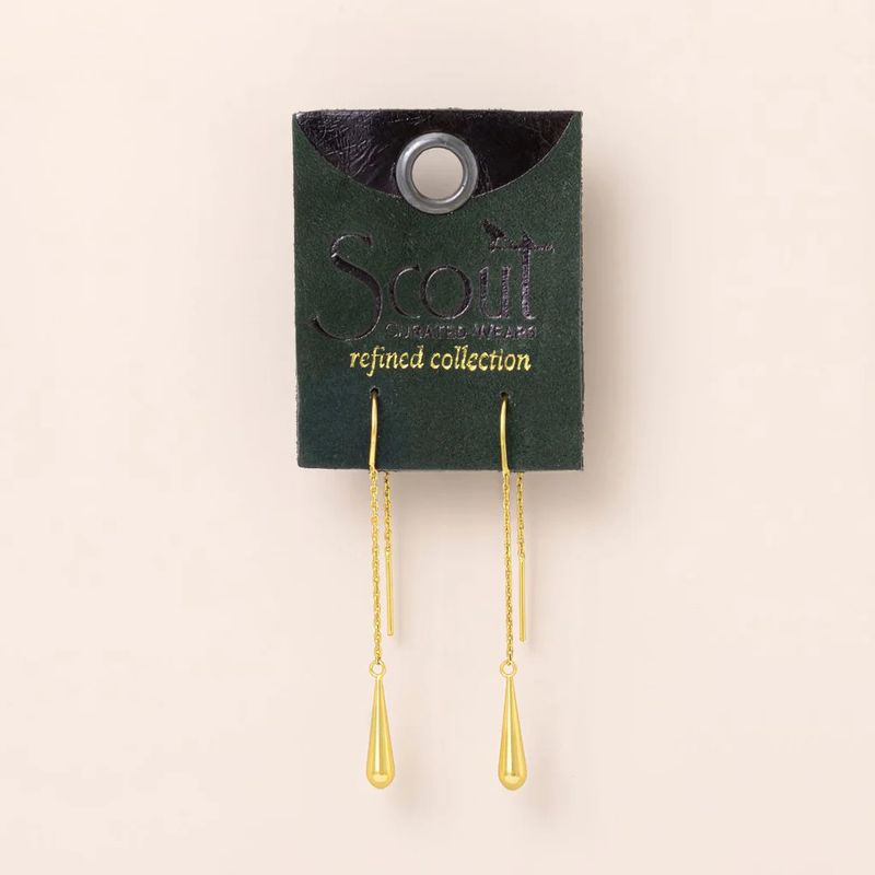 Refined Earring Collection Teardrop Threader Gold