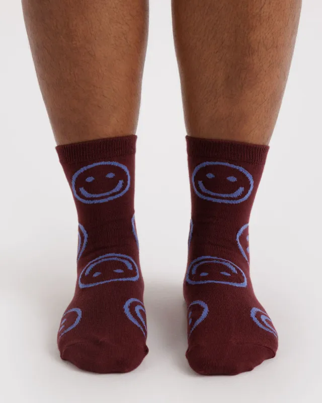 Crew Sock Mahogany Happy