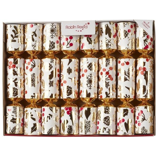 Festive Crackers 6in Gold Holly