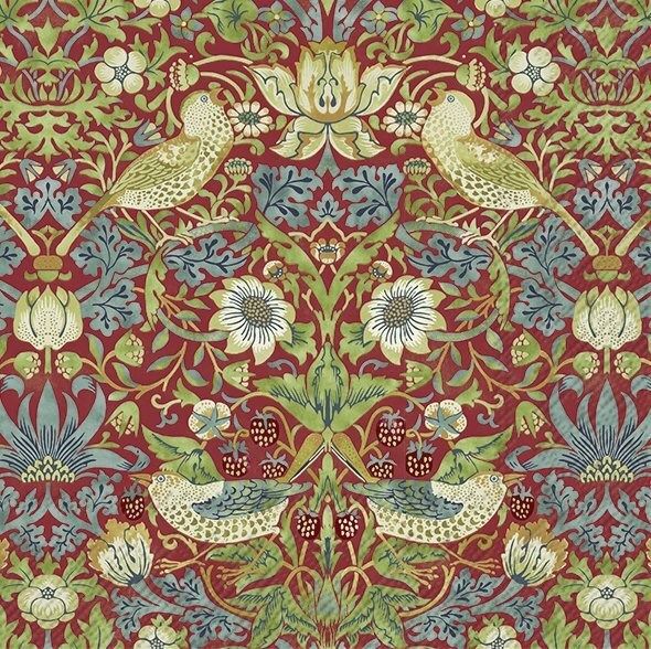 Paper Lunch Napkin Strawberry Thief Red