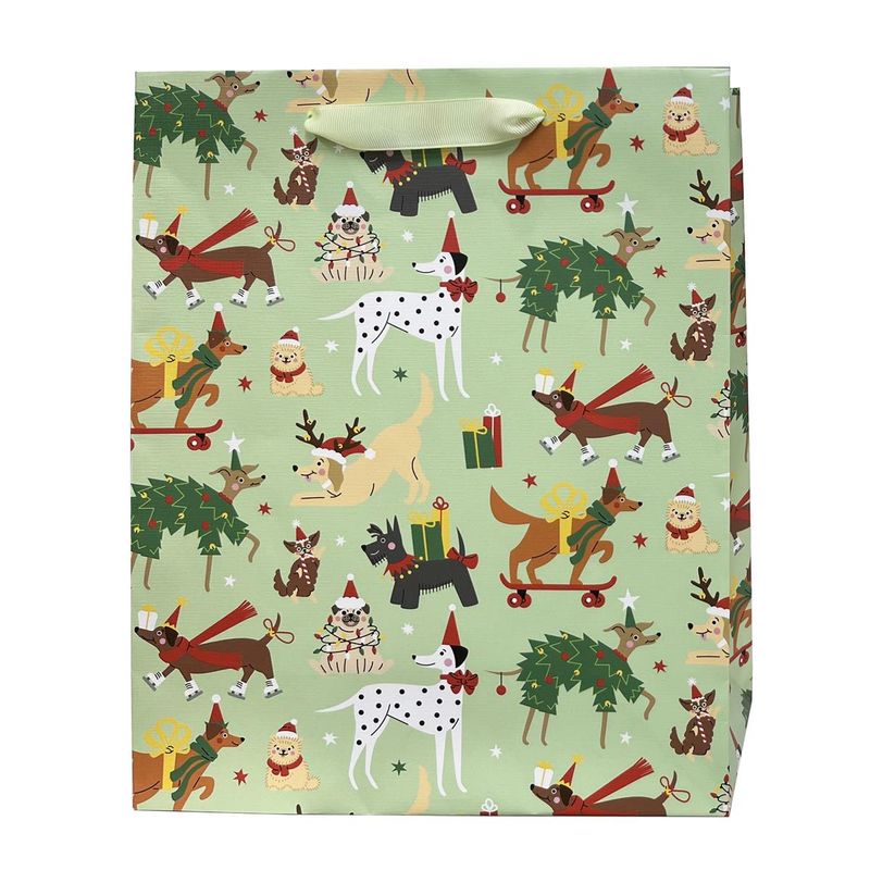 Large Gift Bag Festive Dogs