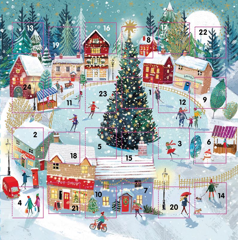Mini Advent Calendar Card Skating In The Snow
