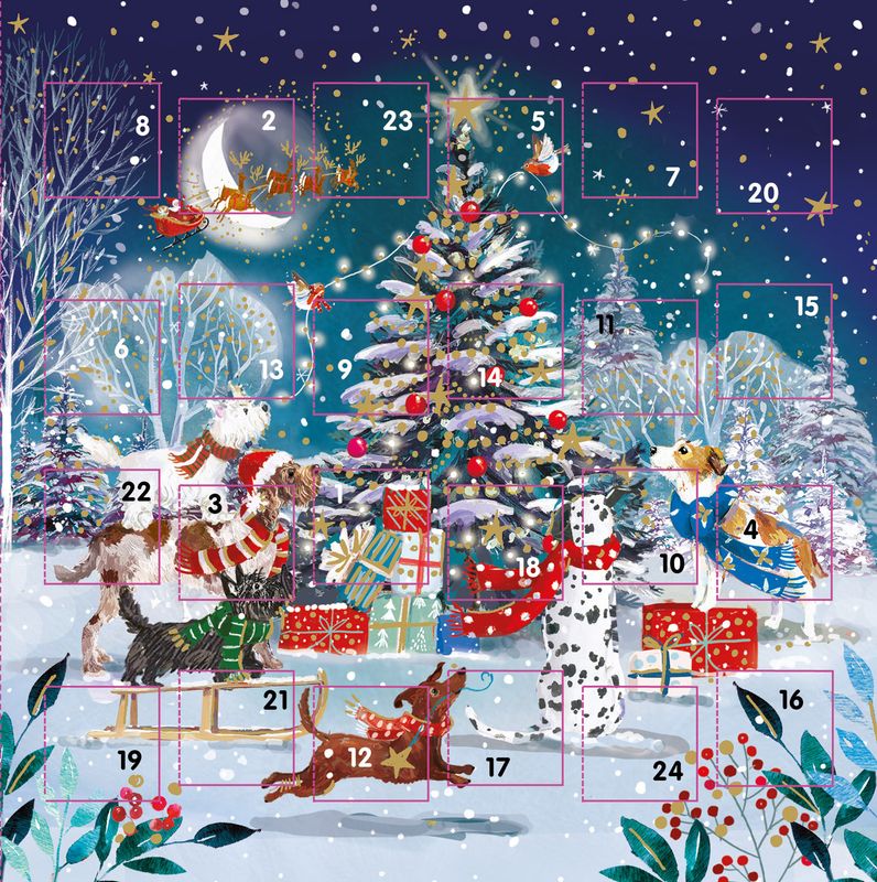 Mini Advent Calendar Card Dogs Around The Tree