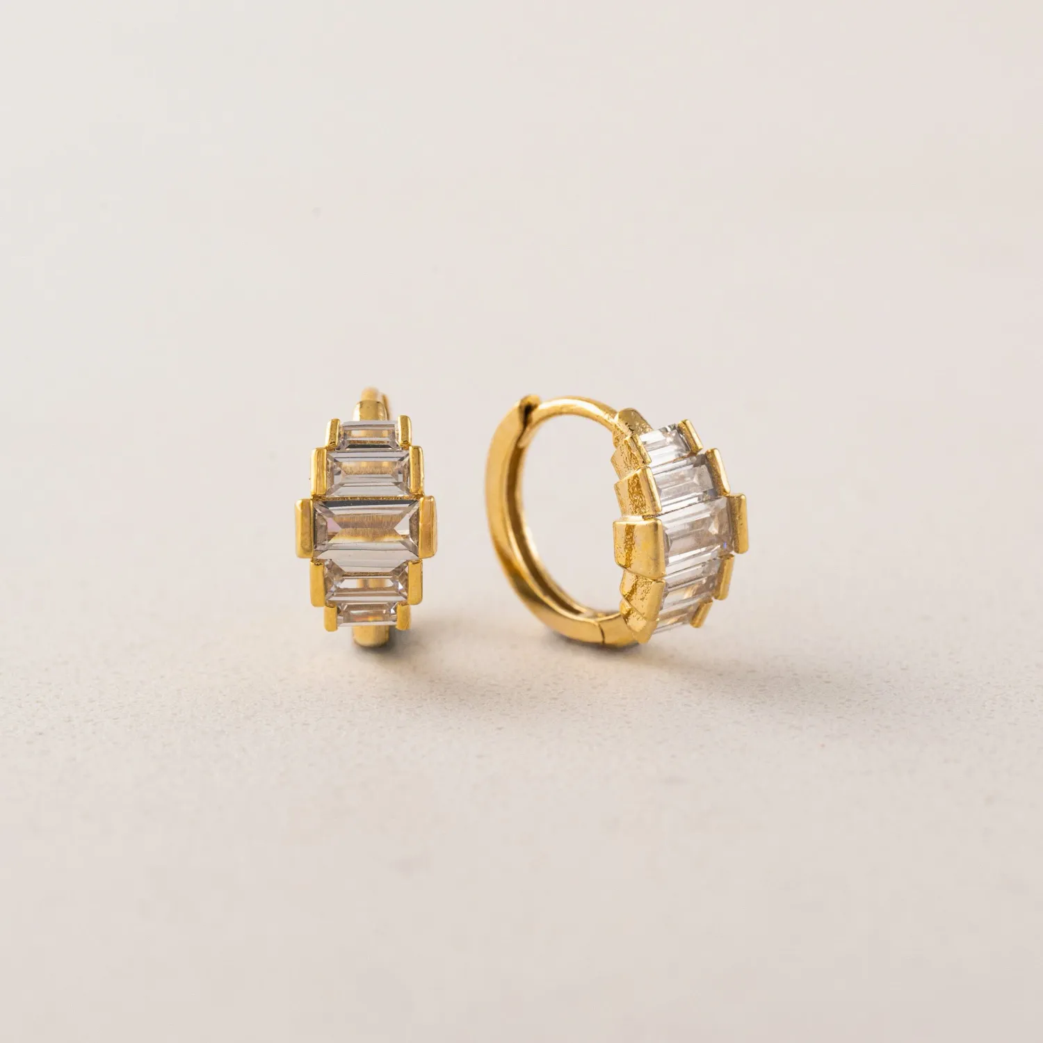 Clarice Huggie Hoop Earrings Gold