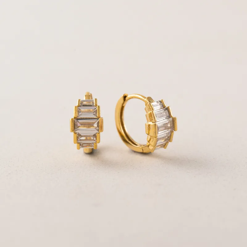 Clarice Huggie Hoop Earrings Gold