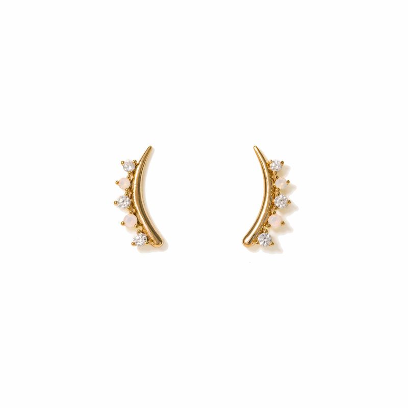 Dewdrop Climber Earrings White Opal